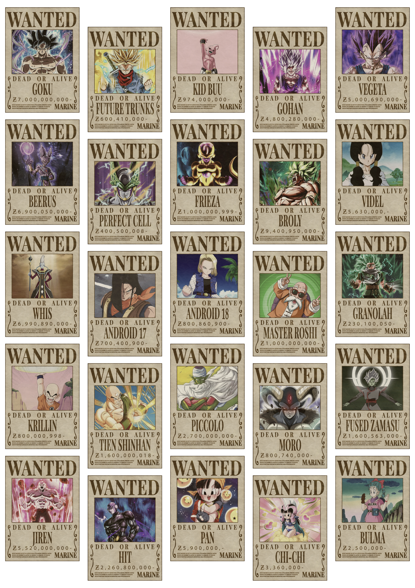 Dragon Ball Z Wanted Posters Collage
