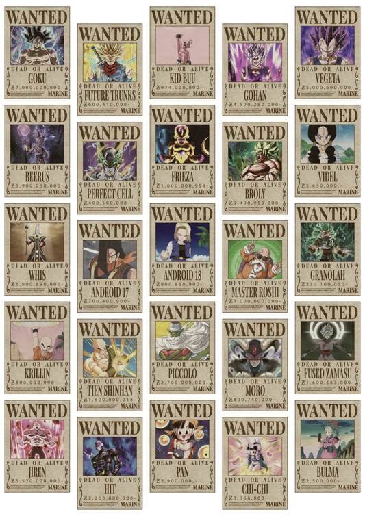 Dragon Ball Z Wanted Posters Collage