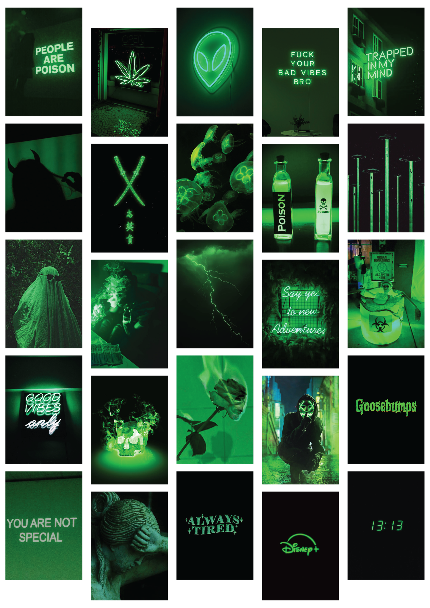 Neon Green Wall Collage