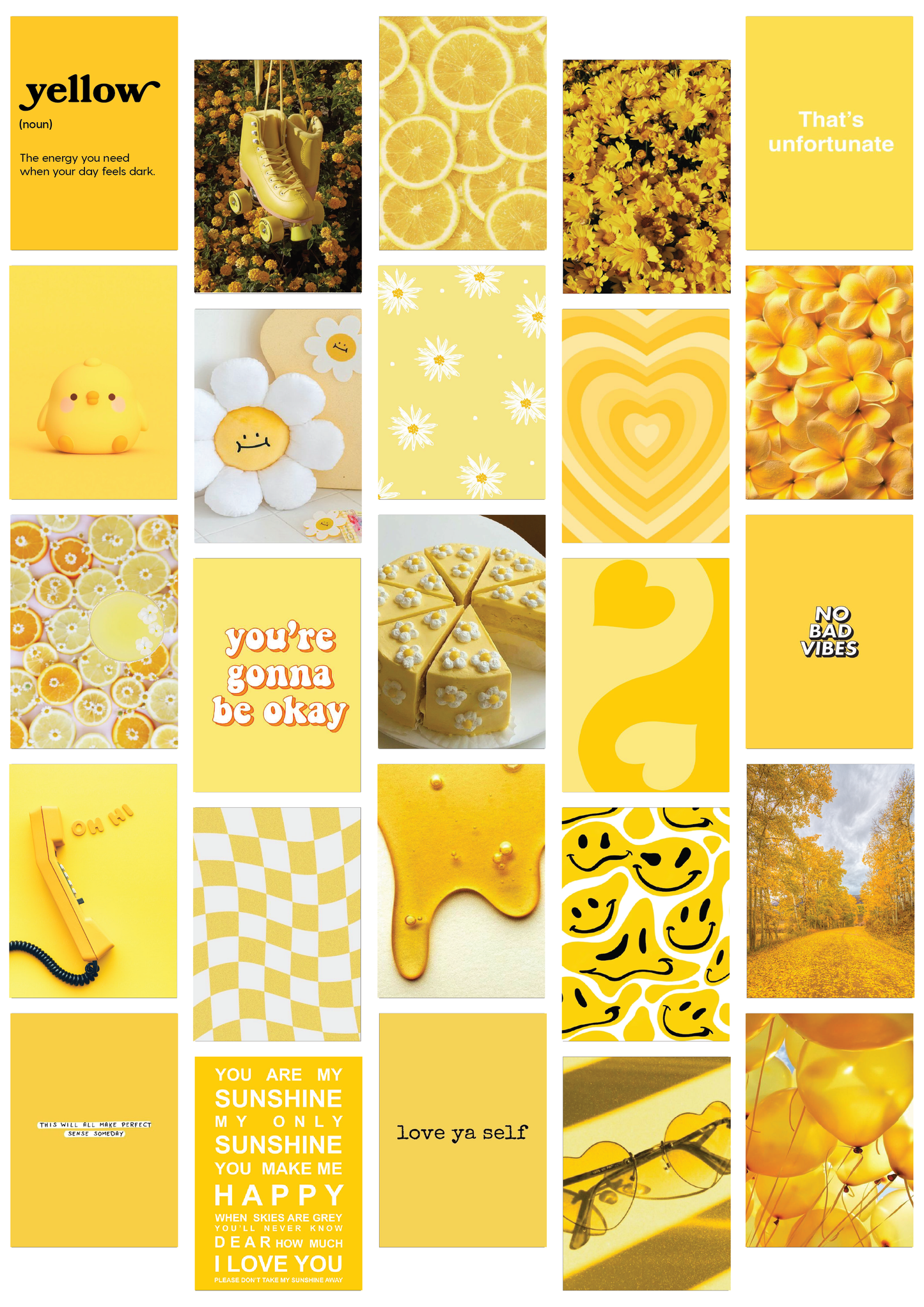 Lemon Yellow Wall Collage